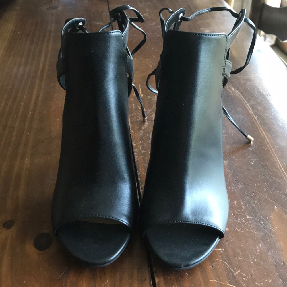 Black leather heels